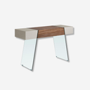Consola rectangular madera gris, nogal y cristal templado
