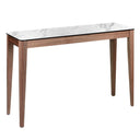 Consola rectangular marmol porcelanico y madera nogal