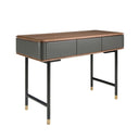 Consola rectangular nogal, de madera gris oscuro y acero negro sofisticado 