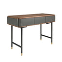 Consola rectangular nogal, de madera gris oscuro y acero negro sofisticado 