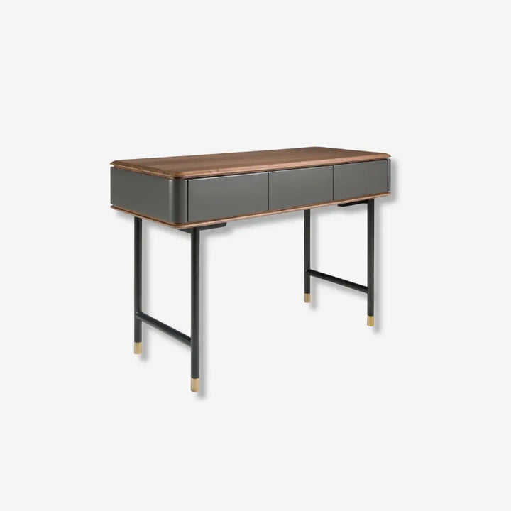 Consola rectangular nogal, madera gris oscuro y acero negro