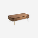 Mesa centro rectangular nogal y acero pulido dorado