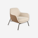 Sillón tela crema y polipiel marrón