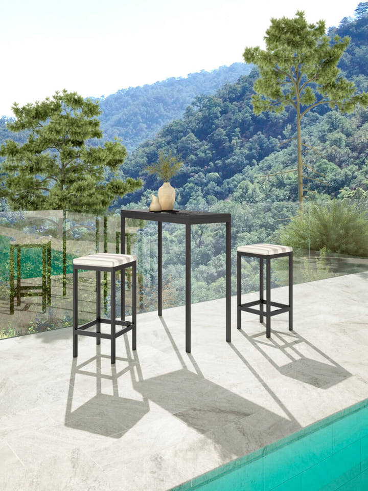 Set mesa alta y taburetes para exteior a medida personalizables - Carpino