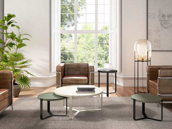 Custom-made white metal coffee table - Milan