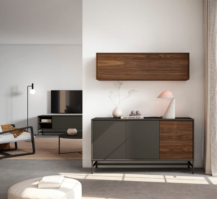 Suspended wardrobe module made of lacquered wood 