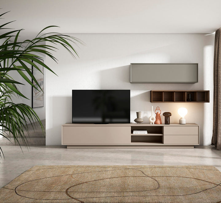 Suspended wardrobe module made of lacquered wood 