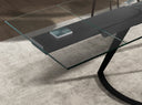 Mesa comedor extensible rectangular cristal templado y acero negro