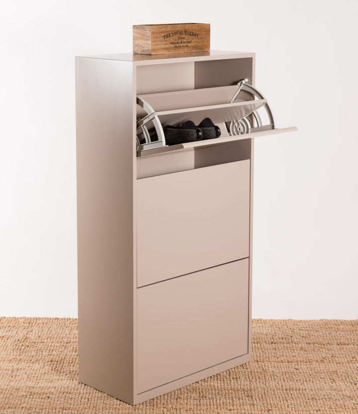 Customizable lacquered wooden shoe rack 