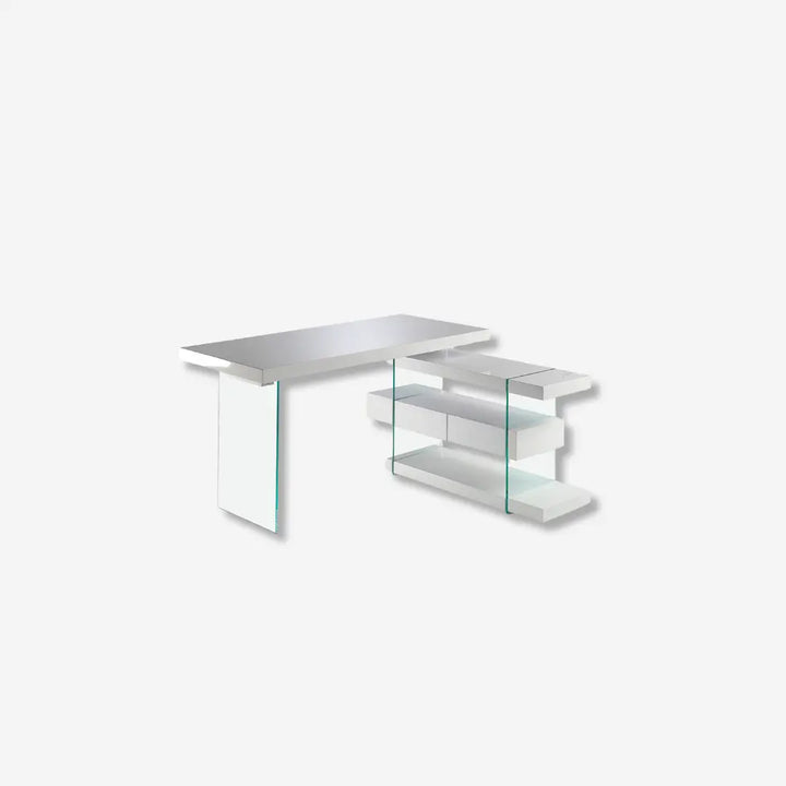 Escritorio madera blanco y cristal templado