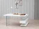 Escritorio madera blanco y cristal templado
