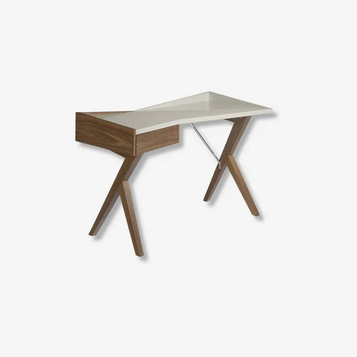 Escritorio nogal con tapa de madera gris claro neutro - Escritorio - El Workshop - Madera chapada