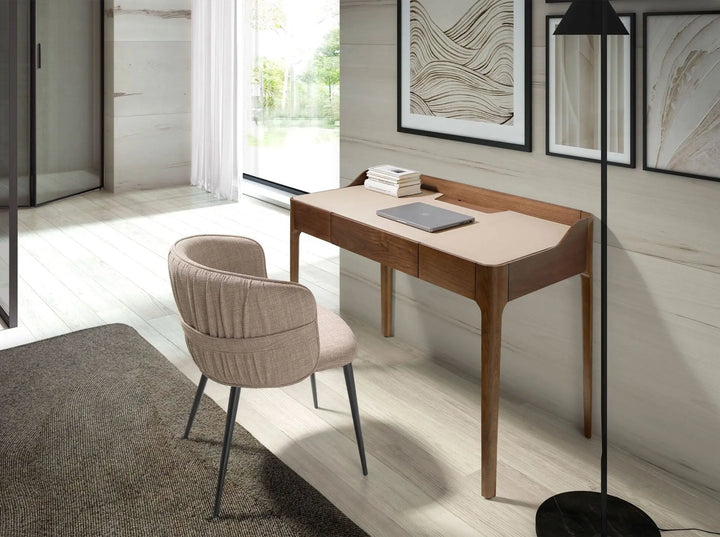 Kaptafel van kunstleer en walnoot