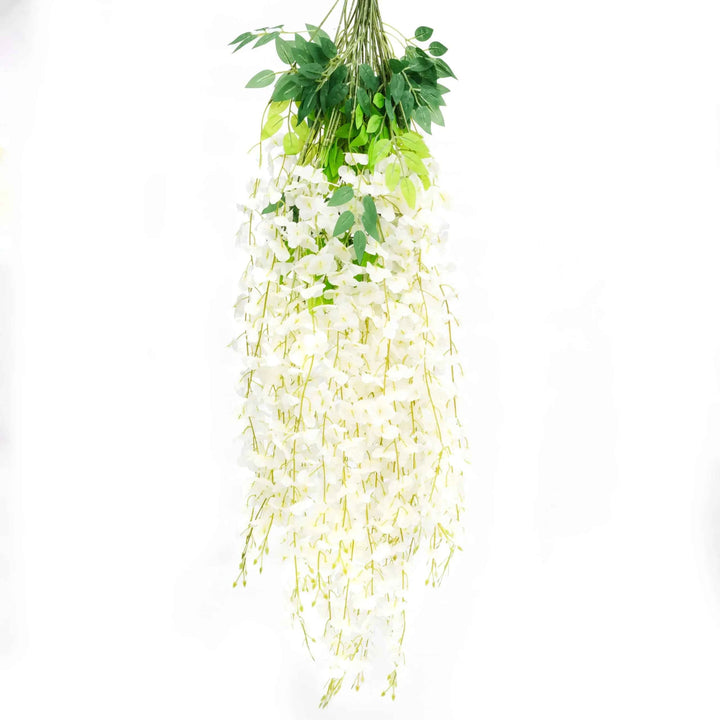 Enredadera Artificial de Flores Glicina Blanca – Pack de 12 Ramas Decorativas