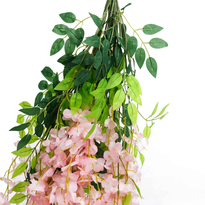 Enredadera Artificial de Flores Glicina Rosa – Pack de 12 Ramas Decorativas