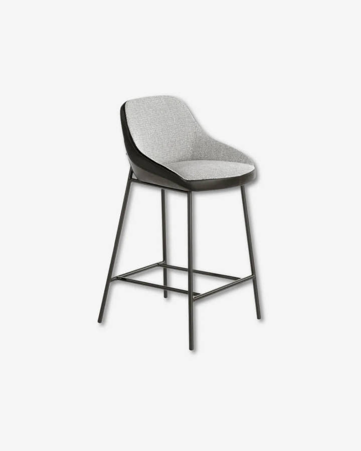 Taburete tela gris y polipiel negro - Taburete - El Workshop - gris - y - negro