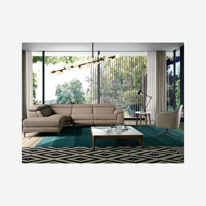 Relaxing left-hand chaise longue sofa in mink leather