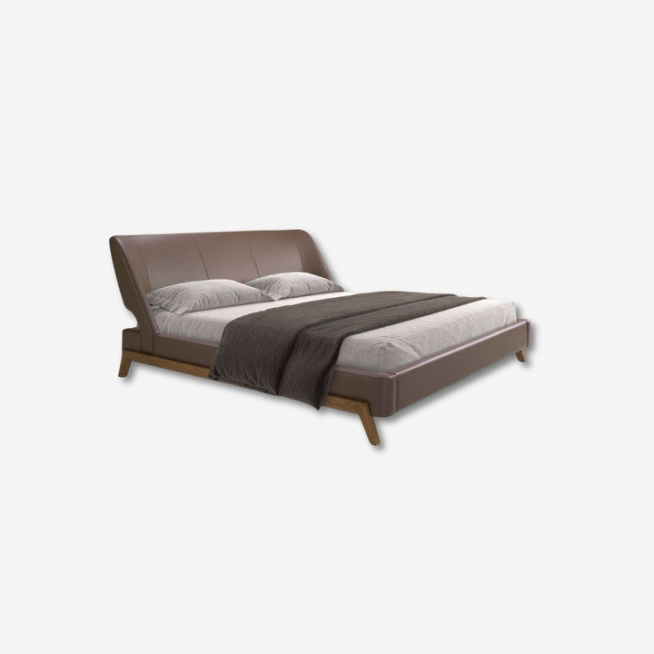 Chocolate brown faux leather bed