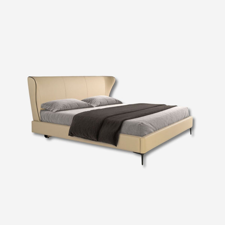 Cream-colored leatherette bed