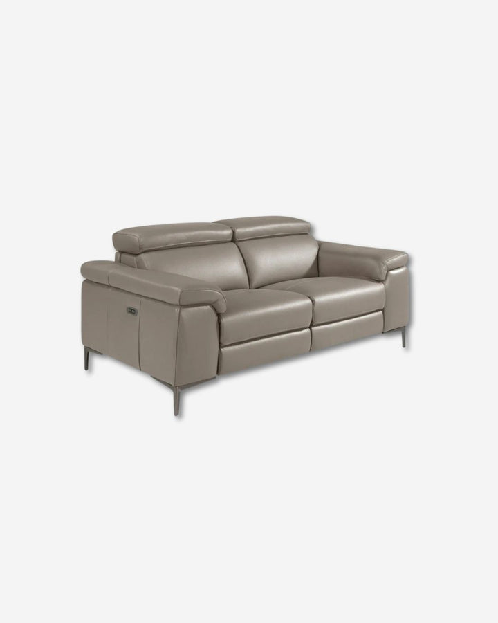 2-seater dark grey leather relax sofa