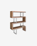 Walnut and steel shelving