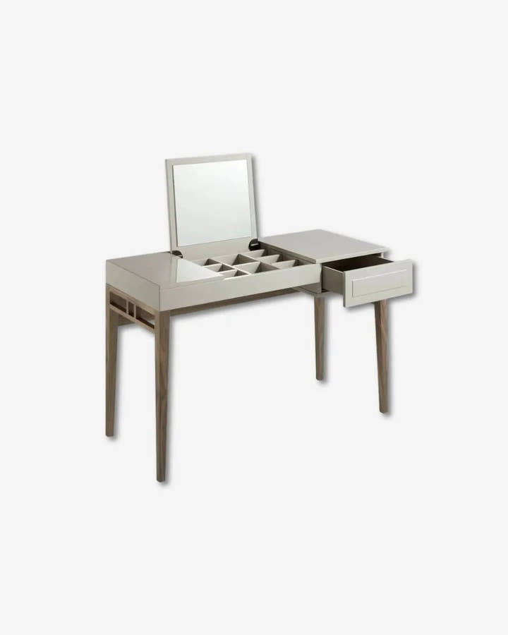 Tocador madera gris y nogal con espejo - Tocador - El Workshop - Madera DM lacada