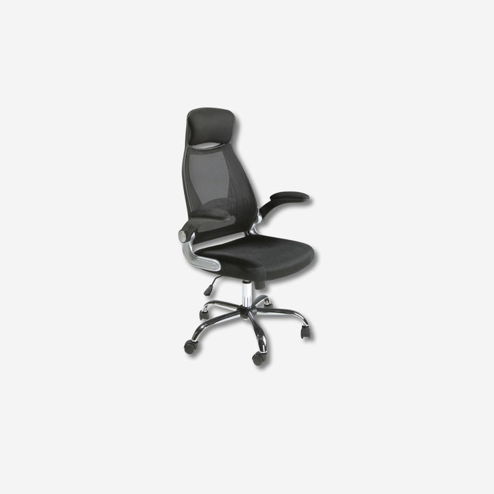 Black fabric swivel office chair
