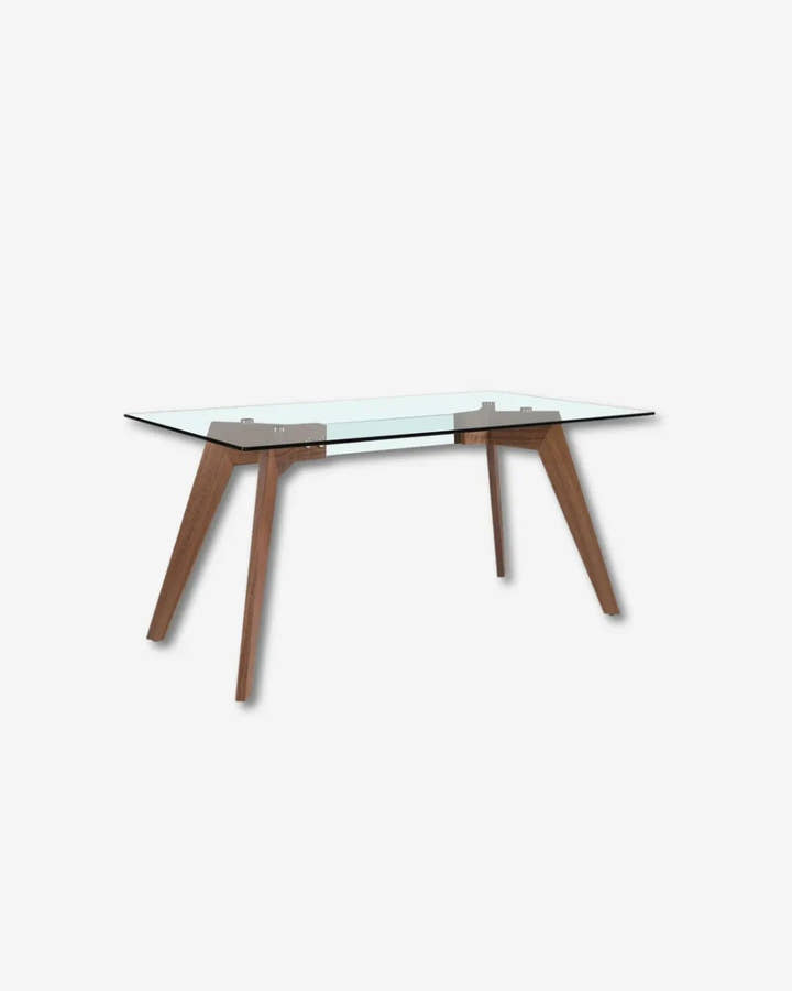 Mesa comedor rectangular cristal templado y nogal - Mesa de comedor - El Workshop - nogal - natural