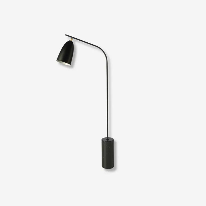 Black marble and black steel floor lamp