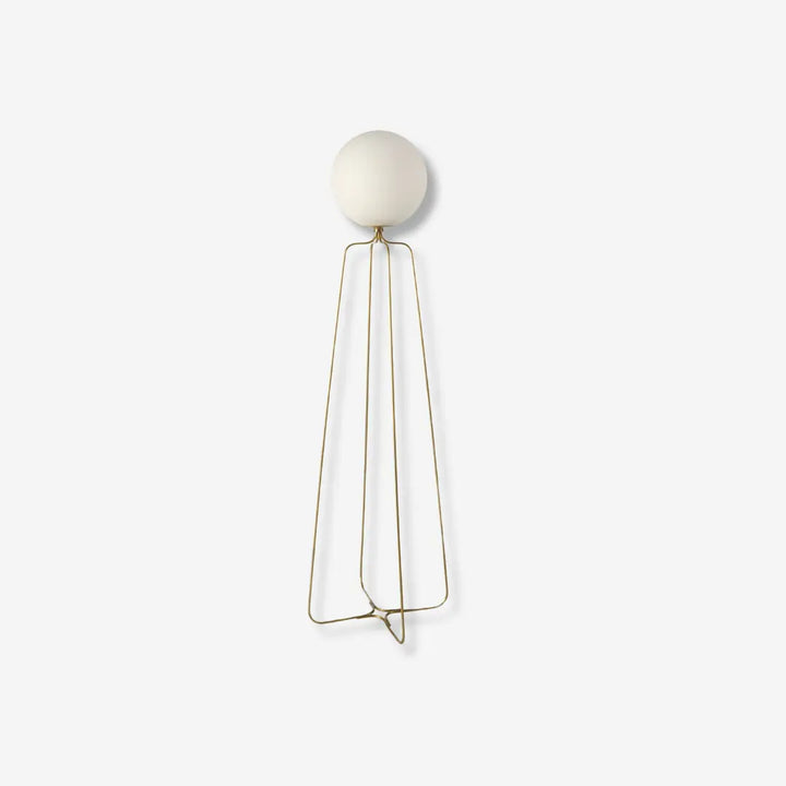 Gold steel and white glass floor lamp