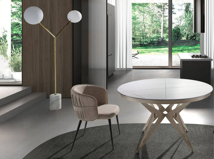 Lámpara de pie mármol blanco, acero dorado y cristal blanco - Lámpara - El Workshop - blanco