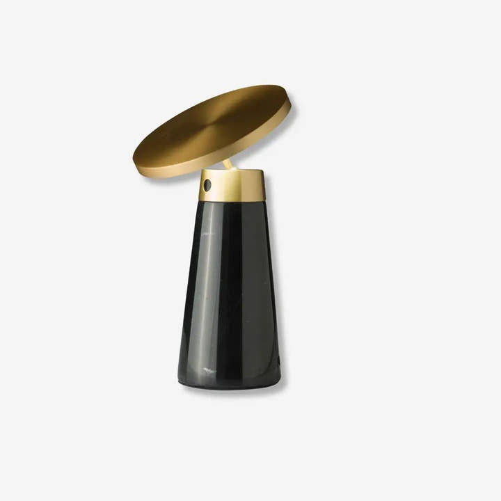 Lámpara de sobremesa mármol negro y acero dorado - Lámpara - El Workshop - 32x27x26cm
