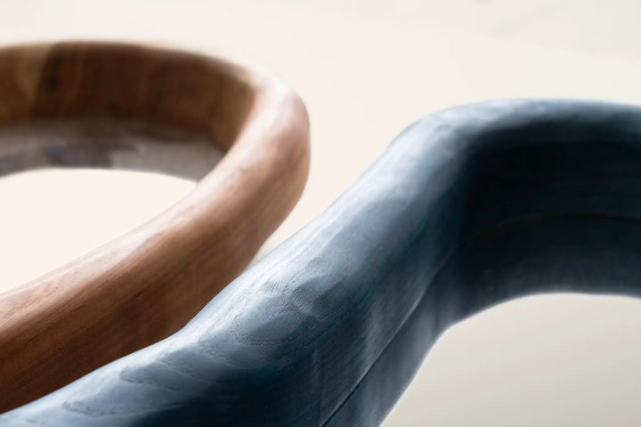 espejo de madera azul