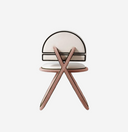 silla para comedor tapizada curva color rosa y blanco