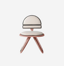 silla posmoderna para comedor tapizada curva color rosa y blanco