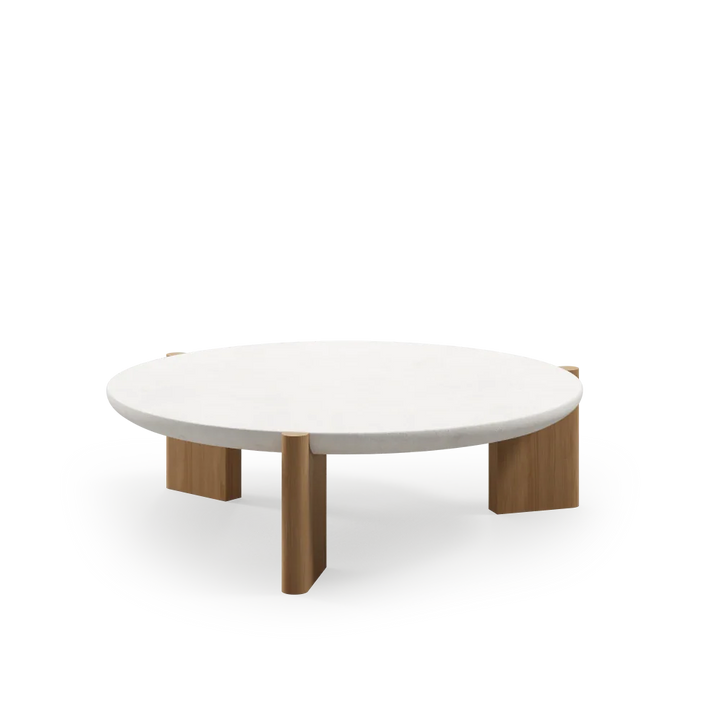 Mesa de centro Liquida natural en roble y microcemento