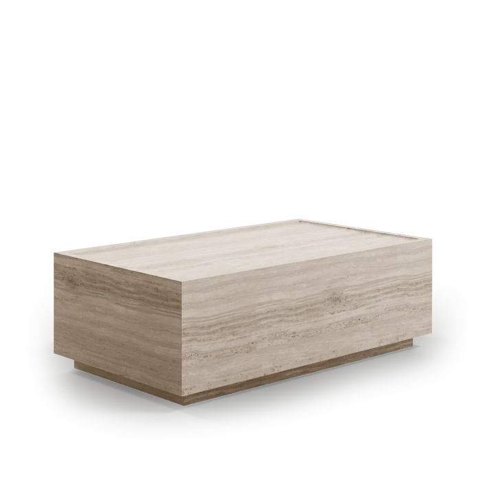Mesa de centro Rectangular en mármol travertino y fibra de vidrio
