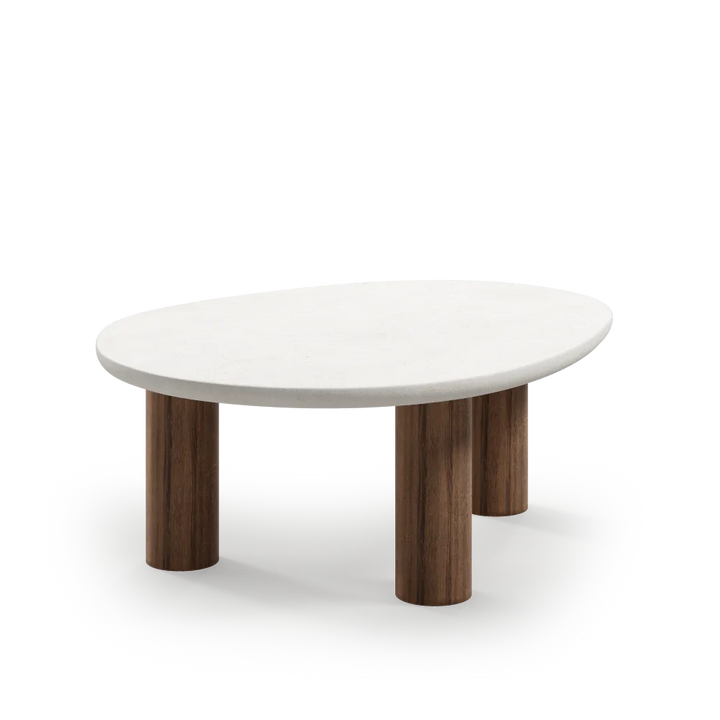 Mesa de centro Liquida natural en roble y microcemento
