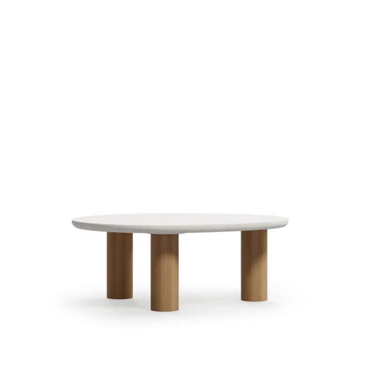 Mesa de centro Liquida natural en roble y microcemento