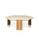 Mesa de centro Patas natural en fresno y mármol travertino