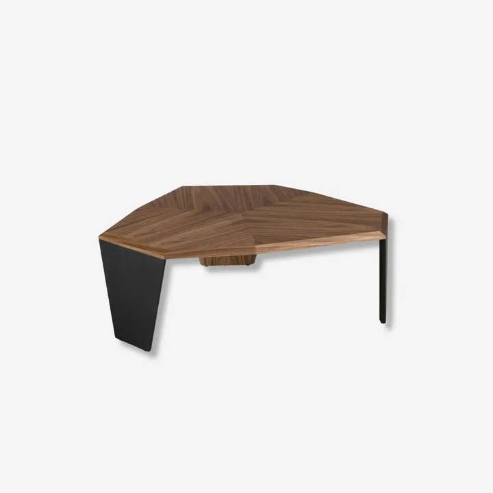 Mesa centro asimétrica color nogal y negro - Mesa de centro - El Workshop - 115x96x40cm