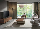 Mesa centro rectangular madera beige y nogal