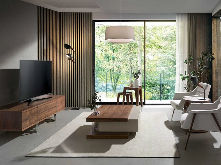 Mesa centro rectangular madera beige y nogal