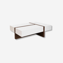 Mesa centro rectangular madera blanco y nogal