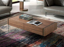 Mesa centro rectangular madera de nogal y cristal templado
