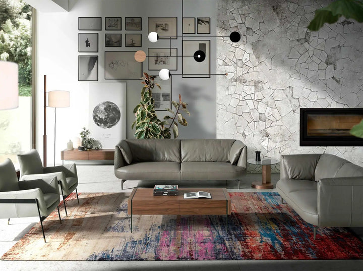 Mesa centro rectangular madera de nogal y cristal templado