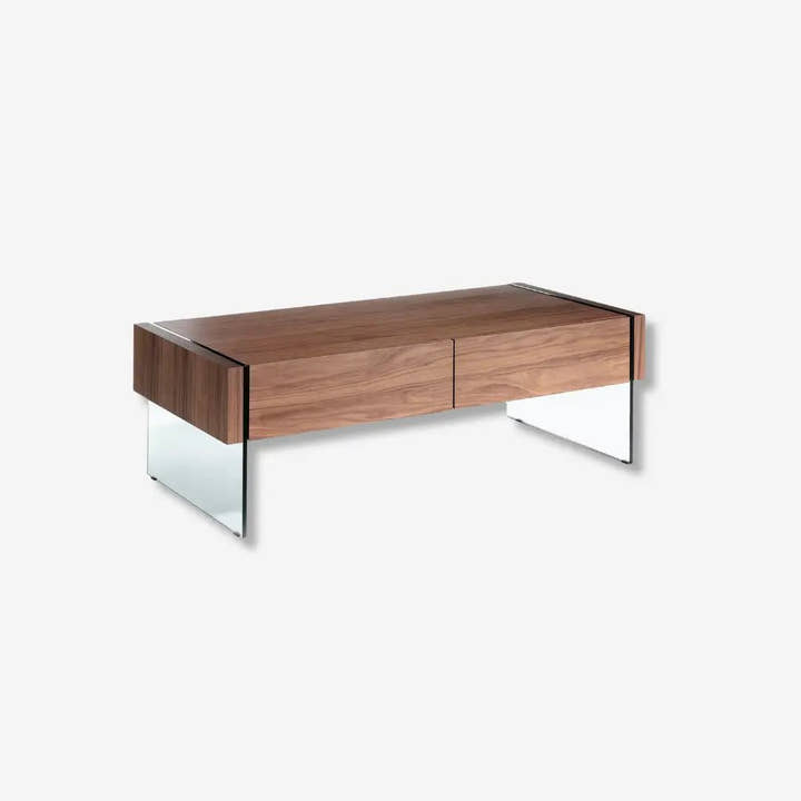 Mesa centro rectangular nogal y cristal templado - Mesa de centro - El Workshop - 127x59x41cm