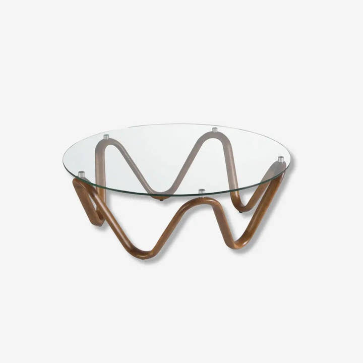 Mesa centro redonda cristal templado y nogal - Mesa de centro - El Workshop - Ø110x38cm