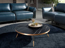 Mesa centro redonda marmol porcelanico y acero negro
