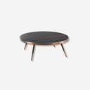 Mesa centro redonda marmol porcelanico y acero negro